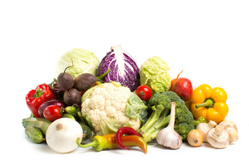 Vegetables isolated on a white background.