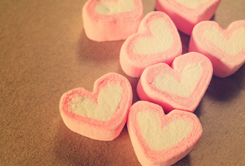 Love hearts from marshmallow