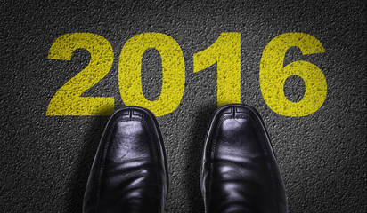 Top View of Business Shoes on the floor with the text: 2016