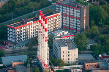 Bird's eye view on District heating station Novomoskovskaya in Moscow