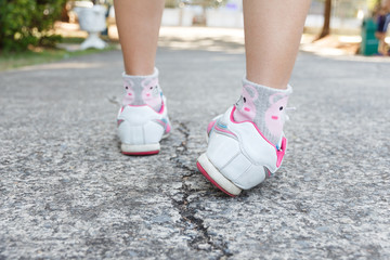 Ankle sprain while jogging or running - obrazy, fototapety, plakaty