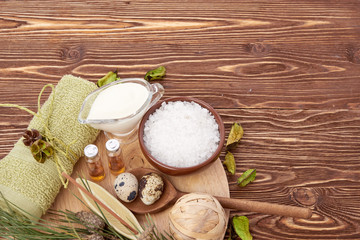 spa stuff on wooden background