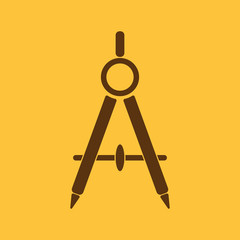 The divider icon. Surveyor and geometry, engineer, architect, school symbol. Flat