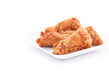 Fried chicken on white background