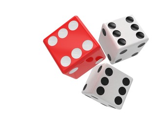 three dices on white