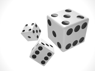 three dices on white