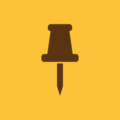 The push pin icon. Memo and note, attachment symbol. Flat