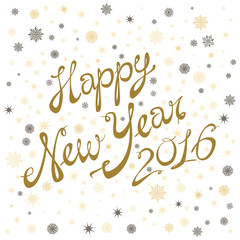 Naklejka na ściany i meble 2016 Happy New Year greeting card with gold EPS10