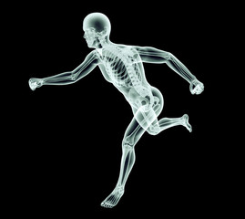 x-ray image of a man on black with clipping path