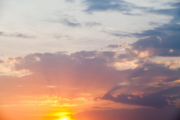colorful dramatic sky with cloud at sunset