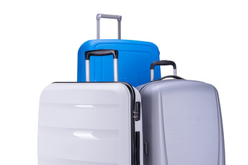 Three suitcases isolated on white background