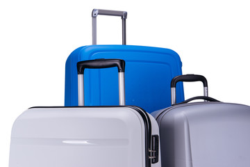 Three suitcases isolated on white background