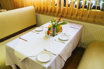 Table setting in restaurant