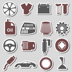 car parts store simple stickers set eps10 - 97734780