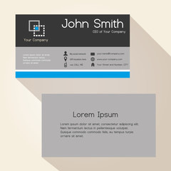 simple gray and blue stripes business card design eps10