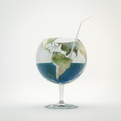 Glass in form of planet earth.