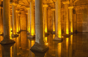 Old Roman columns in an ancient cistern