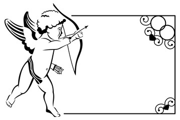 Contour Valentine frame with Cupid