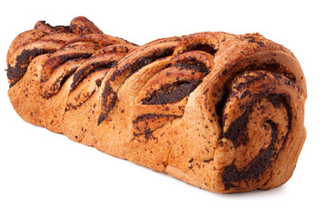 Poppy seed roll isolated on white background