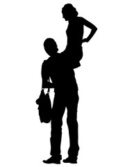 Couple of young guy and girl on white background