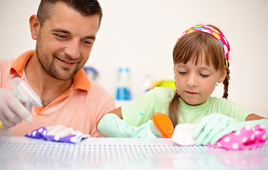 people, housework, housekeeping and family concept