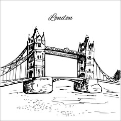 Hand drawn London Tower Bridge