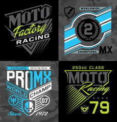 Pro motocross racing emblem graphic set