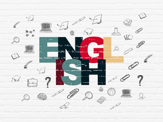 Education concept: English on wall background