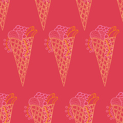 Doodle wafer cone with fruits and berry