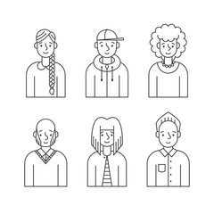 People outline gray icons vector set (men and women). Modern minimalistic design. Part two.