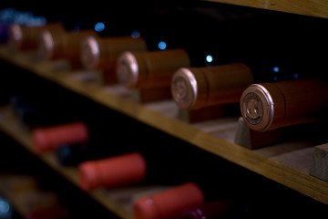 wine rack close up 
