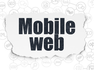 Web design concept: Mobile Web on Torn Paper background