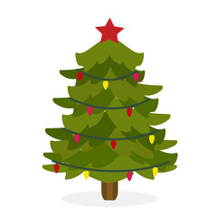 Christmas tree flat icons set