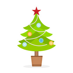 Christmas tree flat icons set