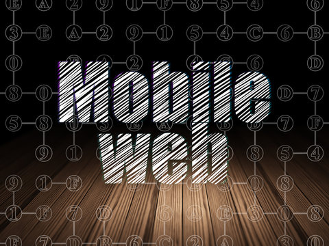 Web development concept: Mobile Web in grunge dark room