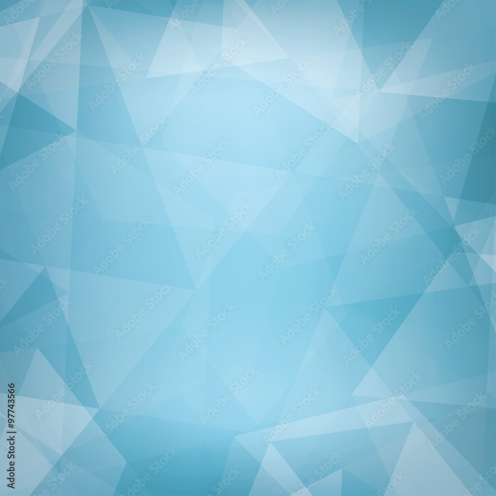 Poster abstract light blue background textured by triangles