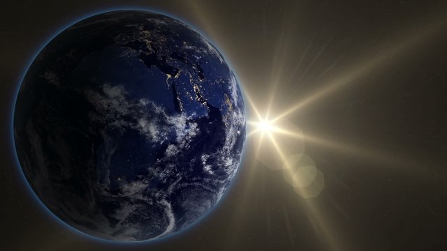 Beautiful Sunrise Over The Earth. The transition from night to day. Sunrise From Space. Earth From Space. v.3.
