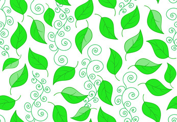 Spring nature vector seamless pattern with green leaves. You can use any color of background