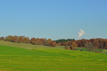 Fototapeta na wymiar Herbstliche Felder und Wälder