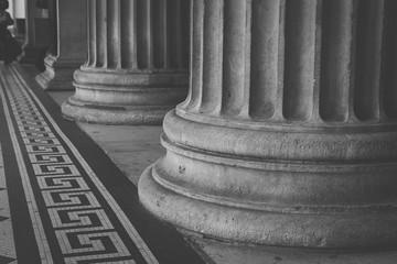 Column detail close up in black and white