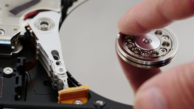 close up of hard disk drive