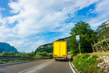 Cargo truck on the mountain. truck on road. Cargo transportation