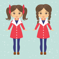 winter girl with tails and braid