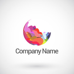 Obraz premium Abstract colorful sphere logo design vector template.