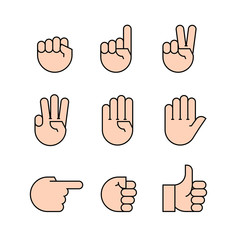 hand gestures. icons set.