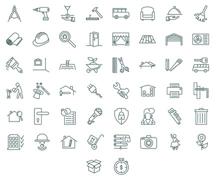 Contractors and tools icon set