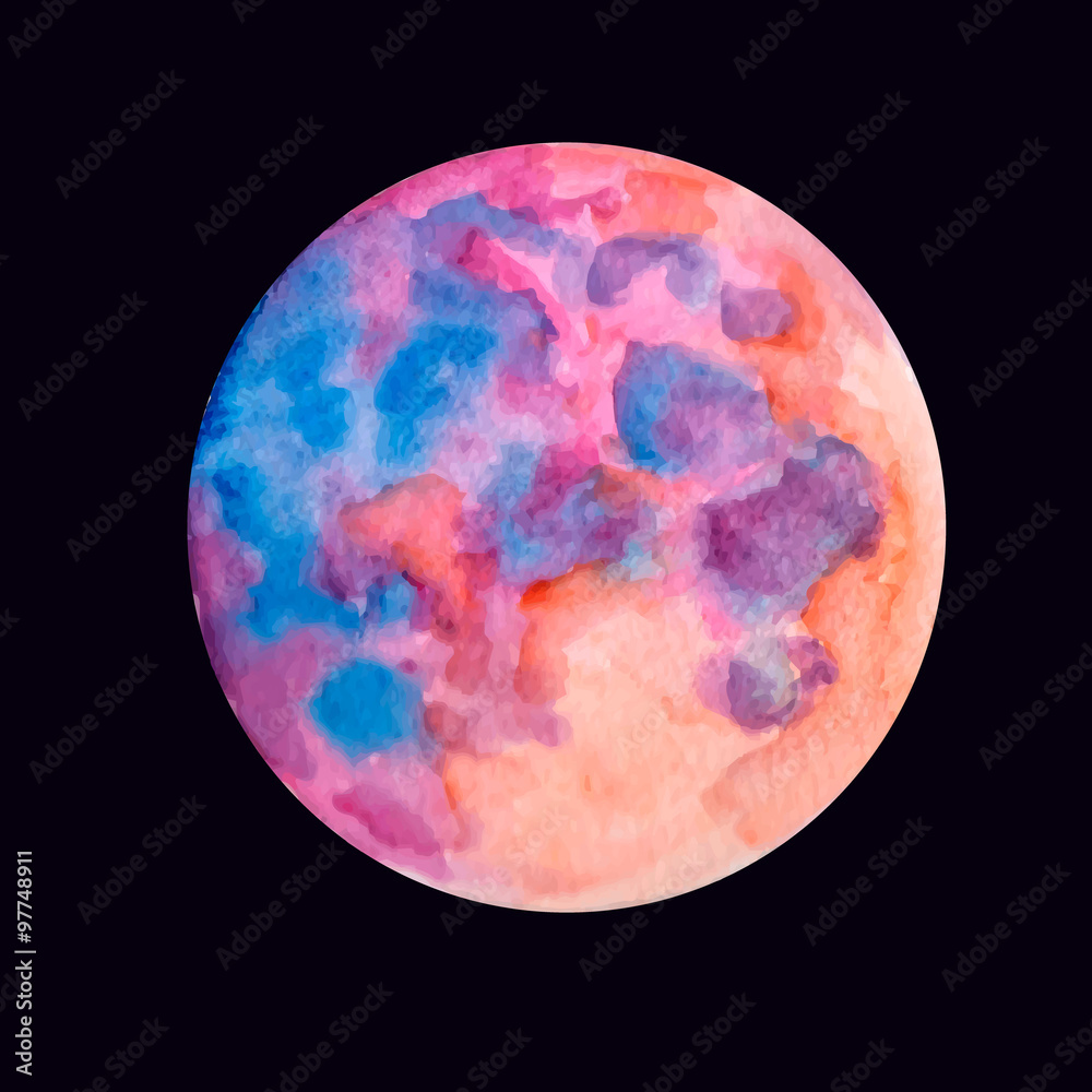 Wall mural pink moon in the night sky (sunset)