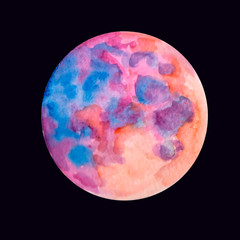 Pink moon in the night sky (sunset)