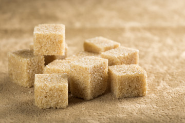 Brown cane sugar cubes