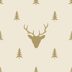 christmas reindeer seamless line pattern tile background
